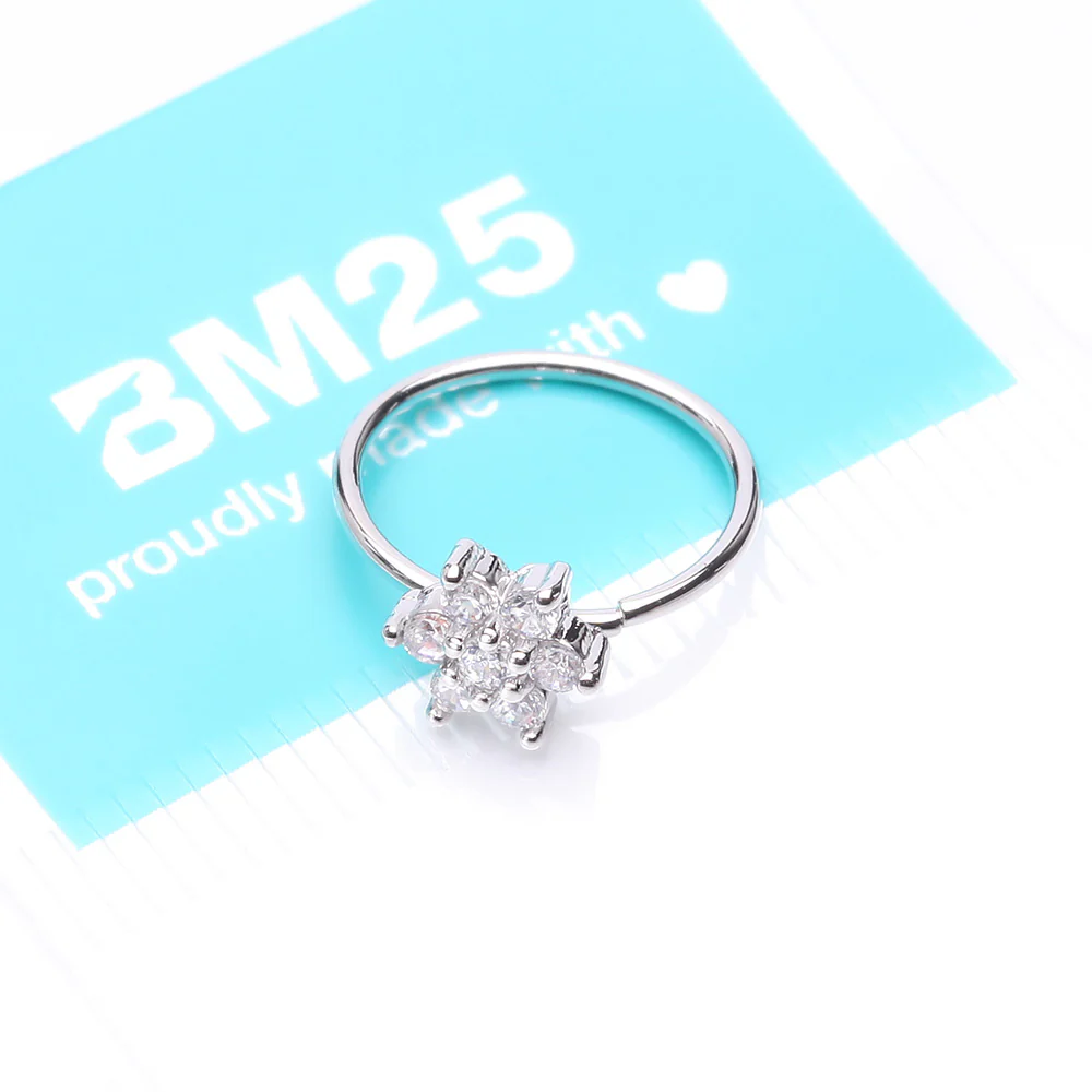 Brilliant Spring Flower Sparkle Bendable Hoop Ring - Image 5