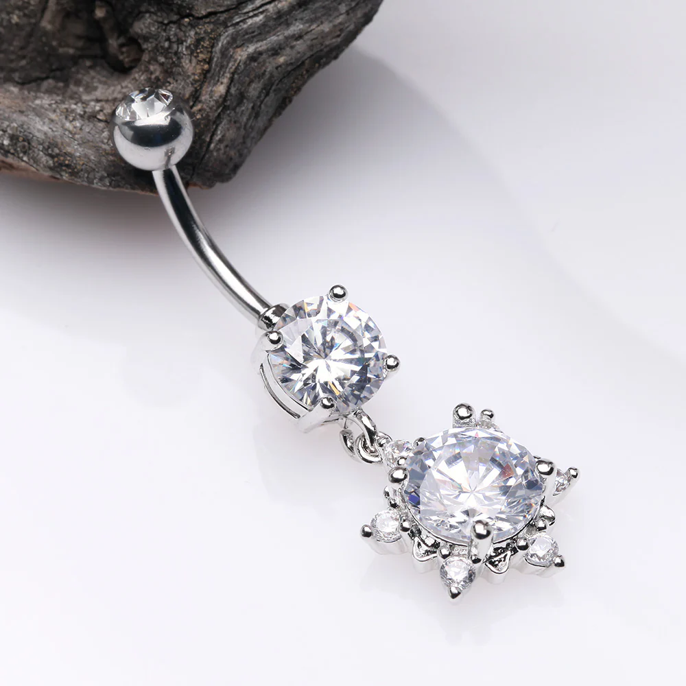 Brilliant Starburst Sparkle Belly Button Ring - Image 3
