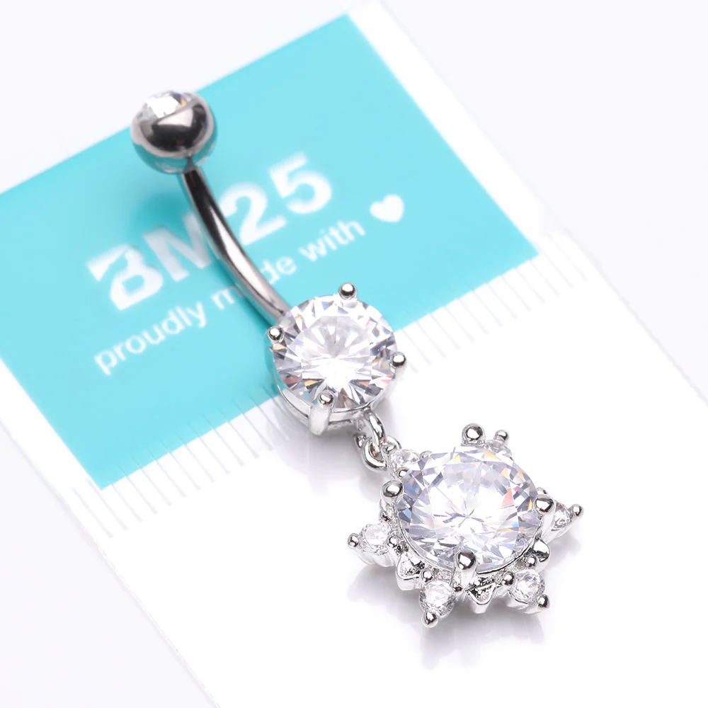 Brilliant Starburst Sparkle Belly Button Ring - Image 5