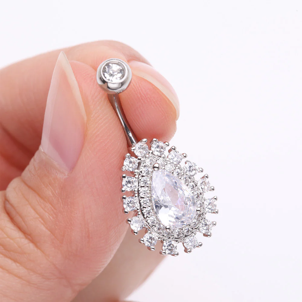 Brilliant Teardrop Grand Sparkle Belly Button Ring - Image 4