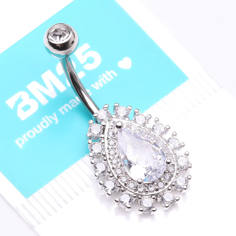 Brilliant Teardrop Grand Sparkle Belly Button Ring - Image 5