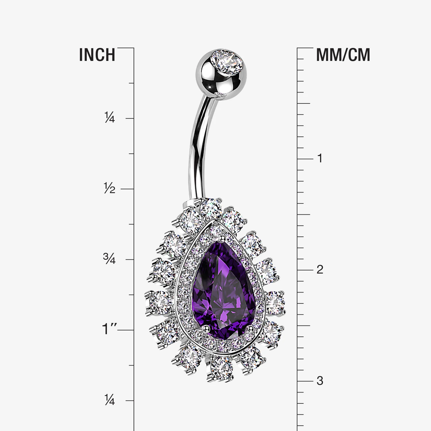 Brilliant Teardrop Grand Sparkle Belly Button Ring - Image 2