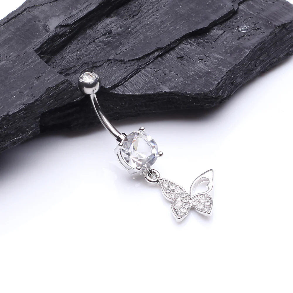 Butterfly Allure Multi-Gem Belly Button Ring - Image 3