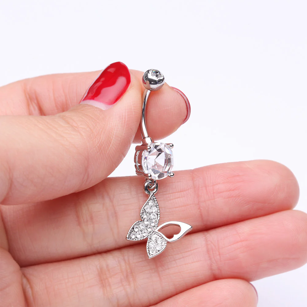 Butterfly Allure Multi-Gem Belly Button Ring - Image 4