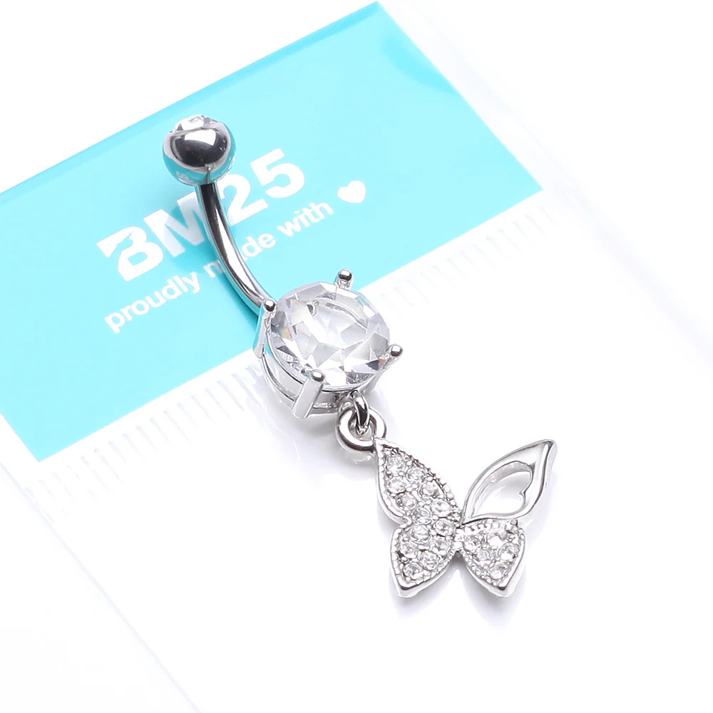 Butterfly Allure Multi-Gem Belly Button Ring - Image 5