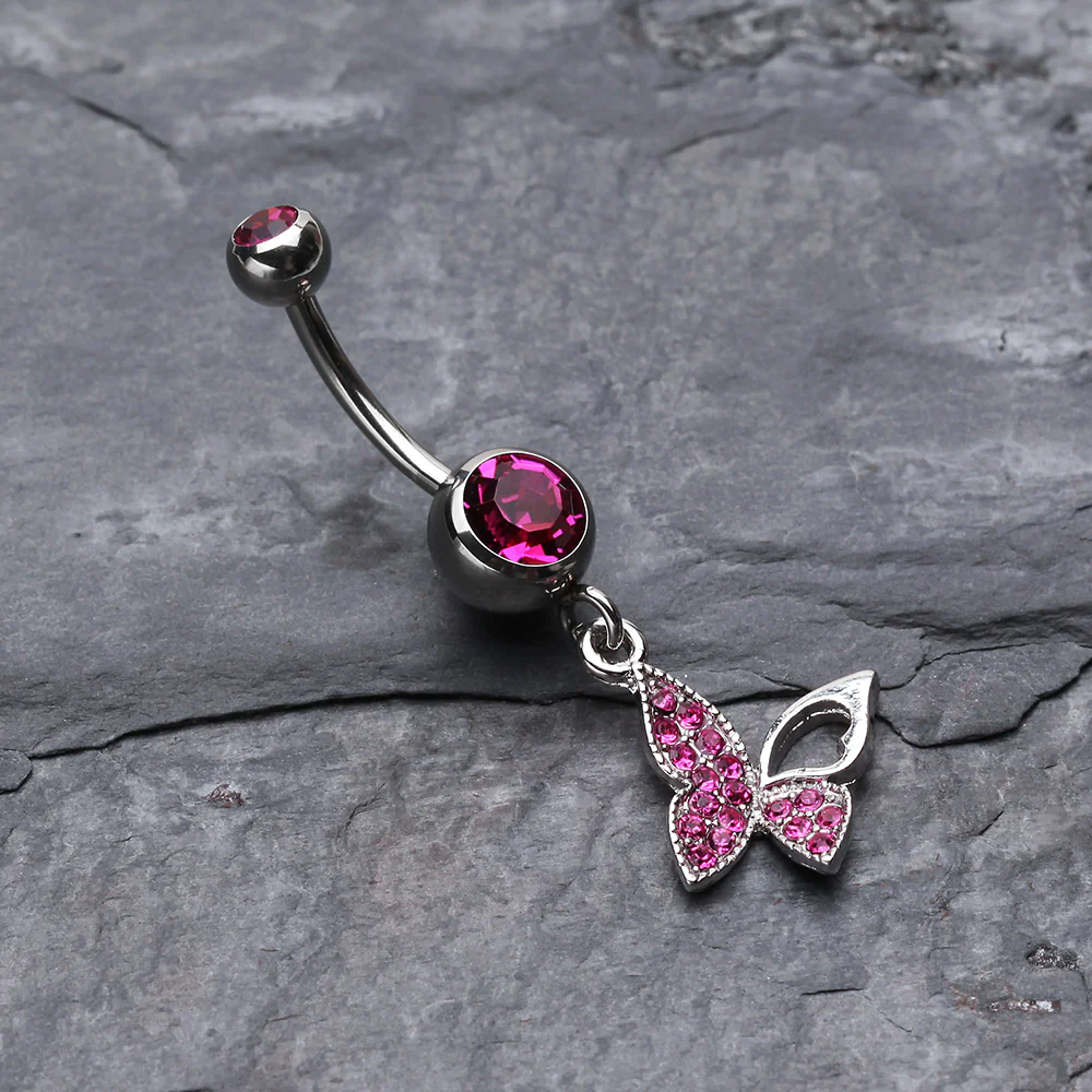 Butterfly Allure Multi-Gem Belly Button Ring - Image 3