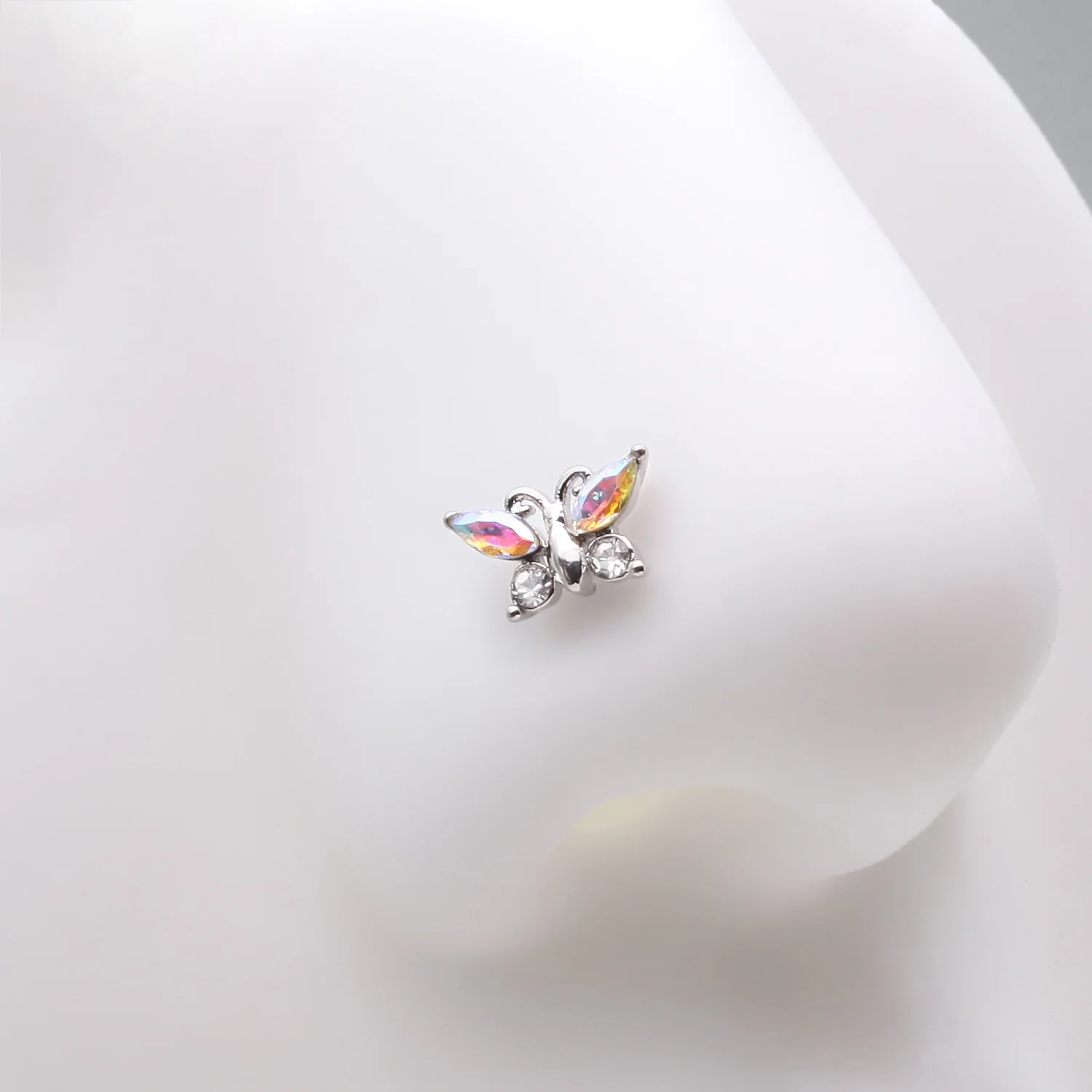 Butterfly Aurora Sparkle L-Shaped Nose Ring - Image 2