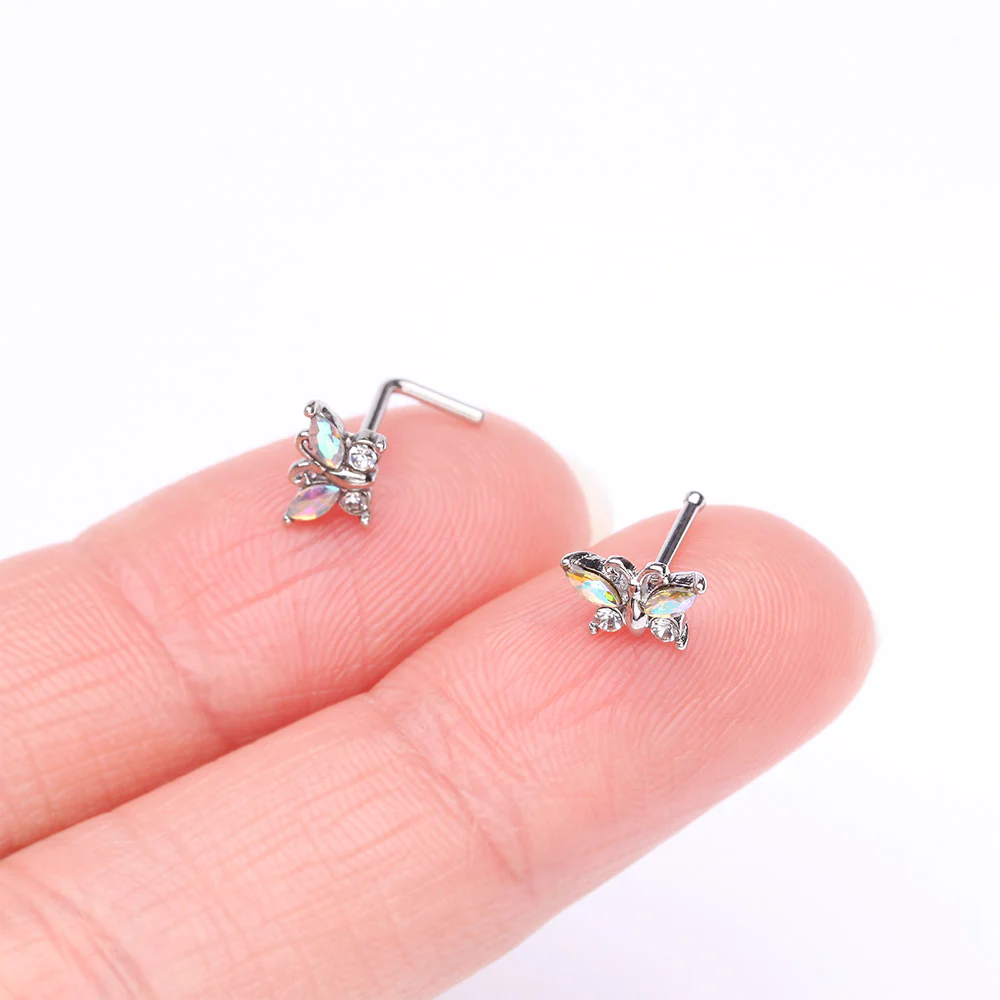 Butterfly Aurora Sparkle Nose Stud Ring - Image 3