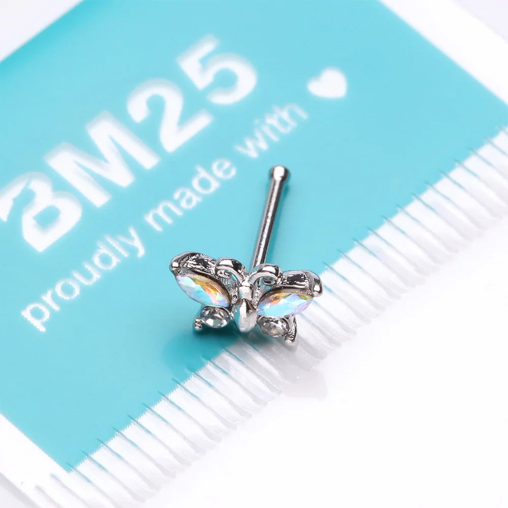 Butterfly Aurora Sparkle Nose Stud Ring - Image 4