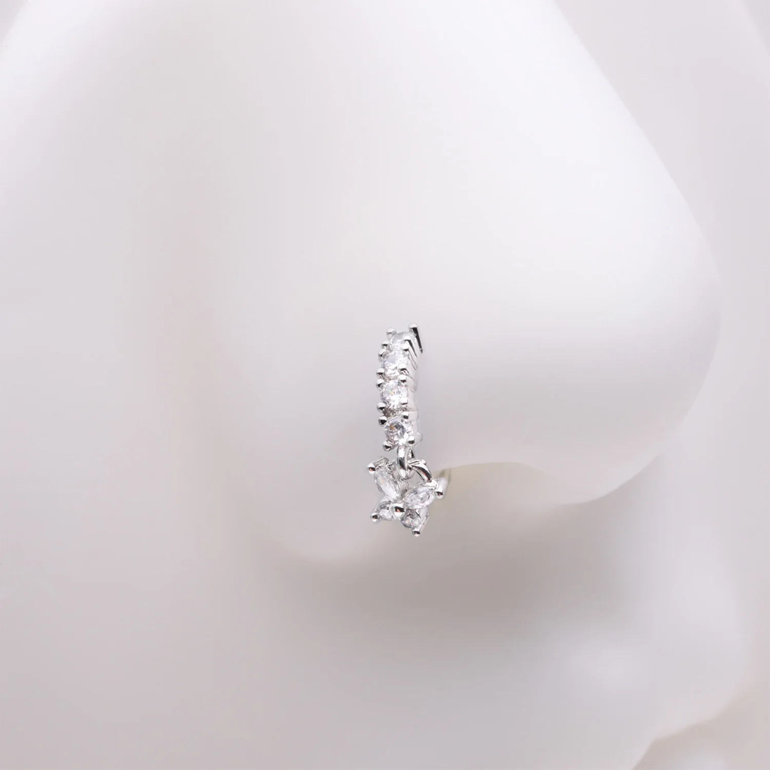 Butterfly Marquise Sparkle Dangle Multi-Gem Lined Bendable Hoop Ring - Image 2
