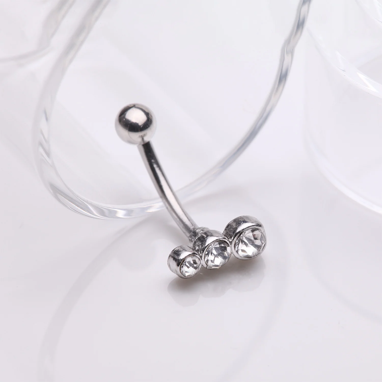 Cascading Lined Gem Sparkle Curved Barbell - Image 2