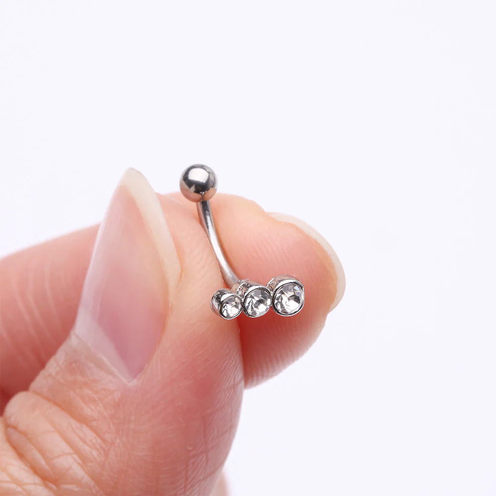 Cascading Lined Gem Sparkle Curved Barbell - Image 3