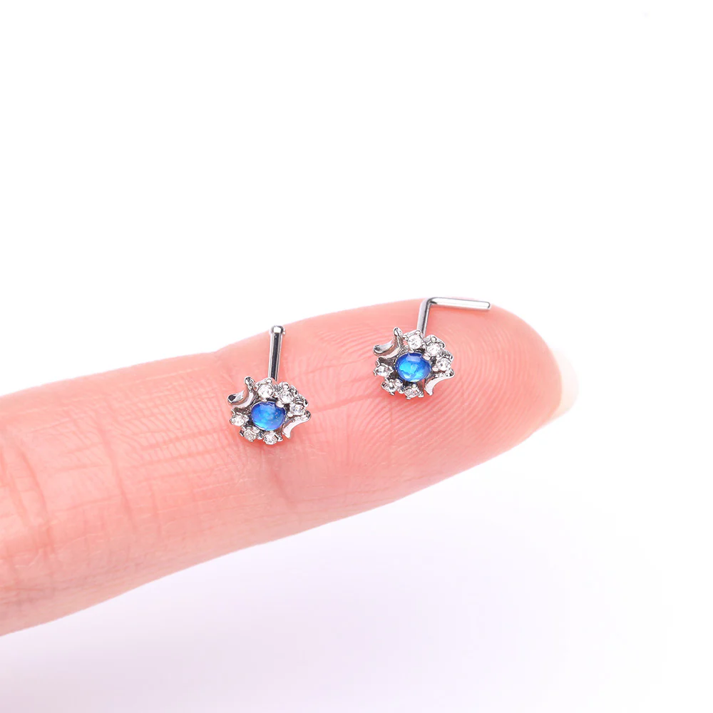 Celestial Opalescent Moon Goddess Sparkle Nose Stud Ring - Image 3