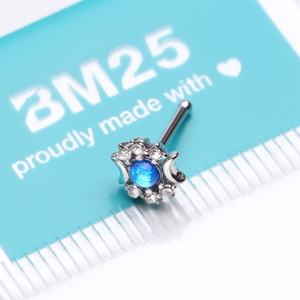 Celestial Opalescent Moon Goddess Sparkle Nose Stud Ring - Image 4