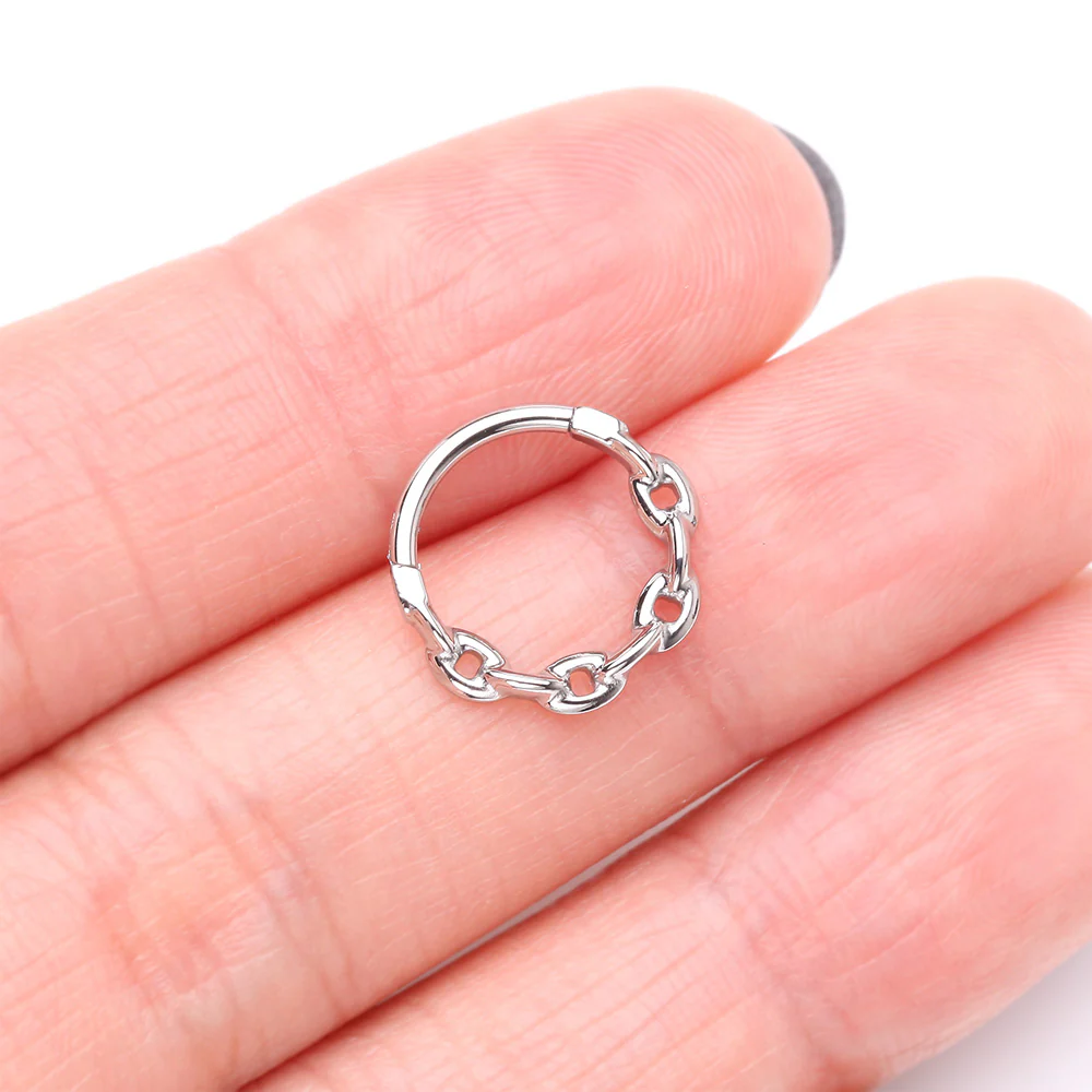 Chain Link V2 Clicker Hoop Ring - Image 4