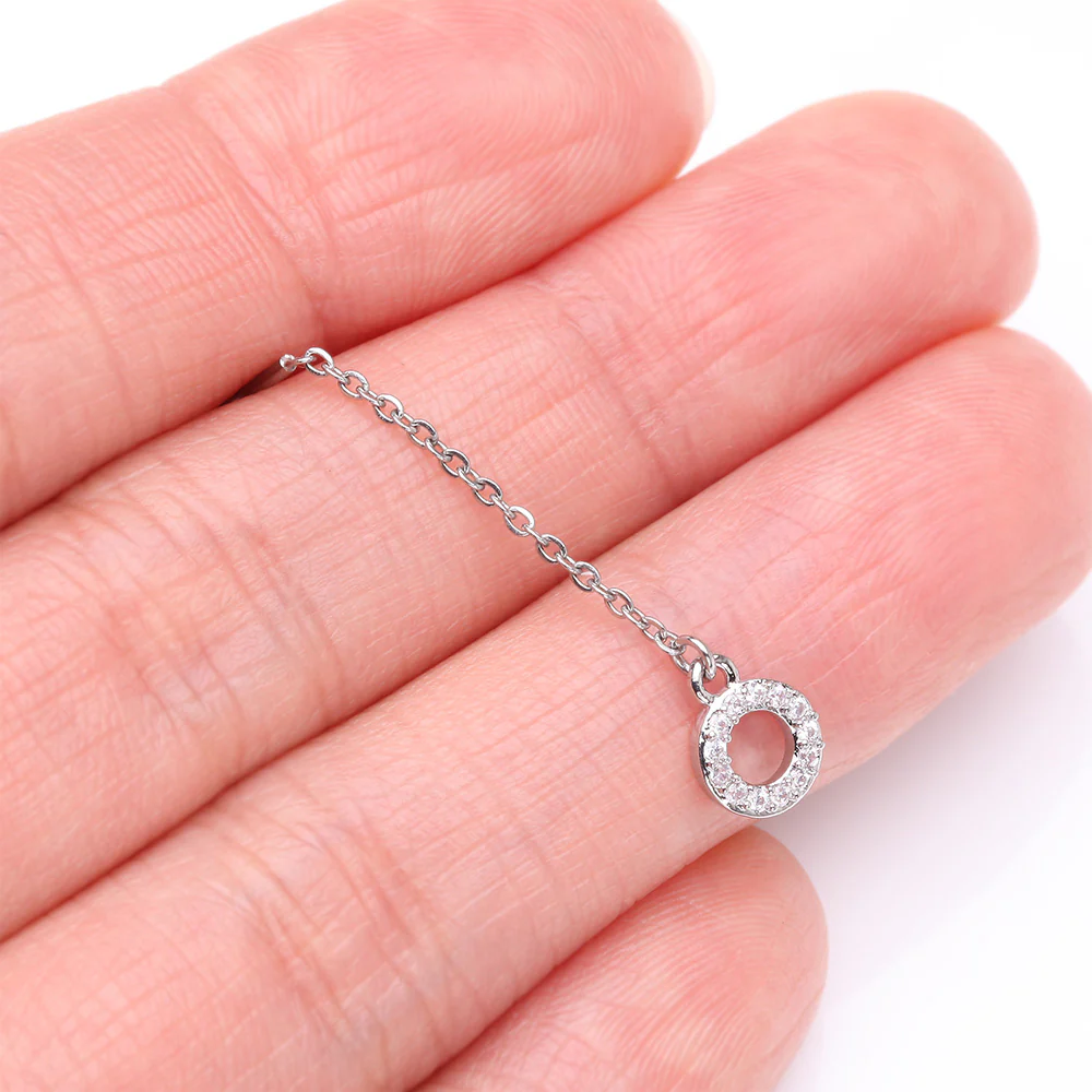 Chained Sparkle Karma Circle Dangle Cartilage Barbell Earring - Image 3