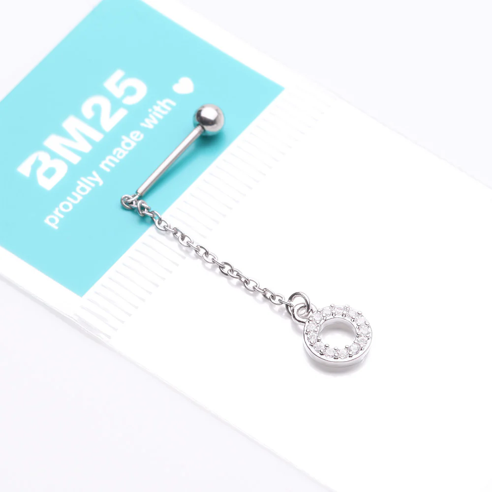 Chained Sparkle Karma Circle Dangle Cartilage Barbell Earring - Image 4