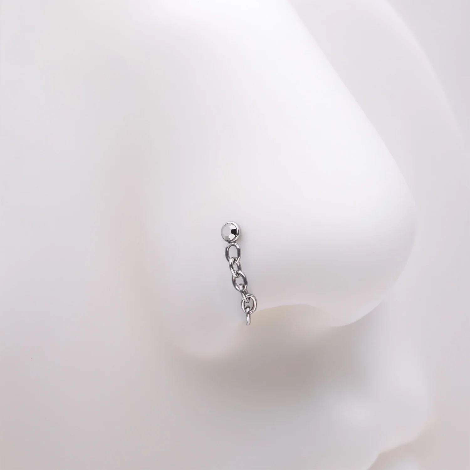 Chainlink Sparkle Dangle Nose Stud Ring - Image 2