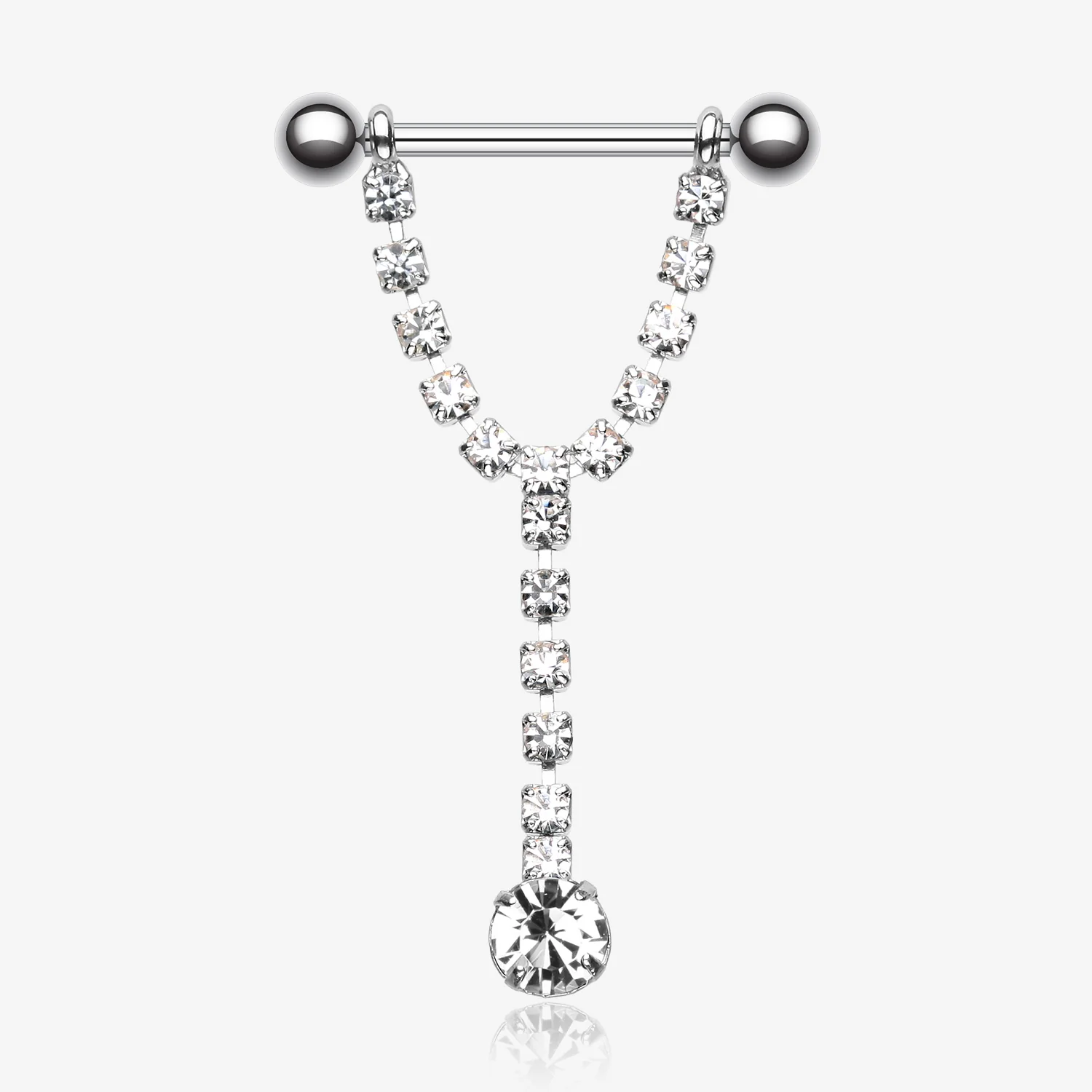 A Pair of Chandelier Gems Nipple Barbell Ring
