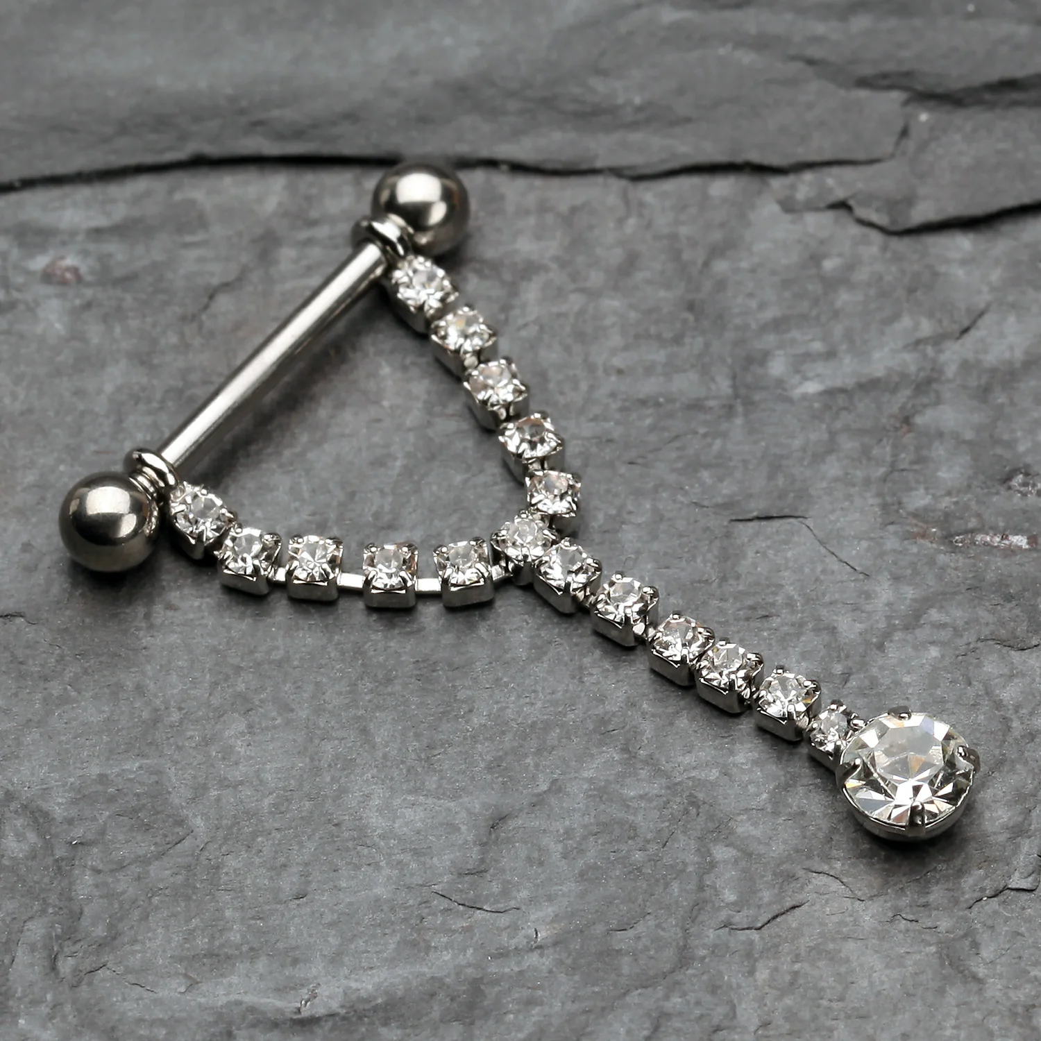 A Pair of Chandelier Gems Nipple Barbell Ring - Image 2