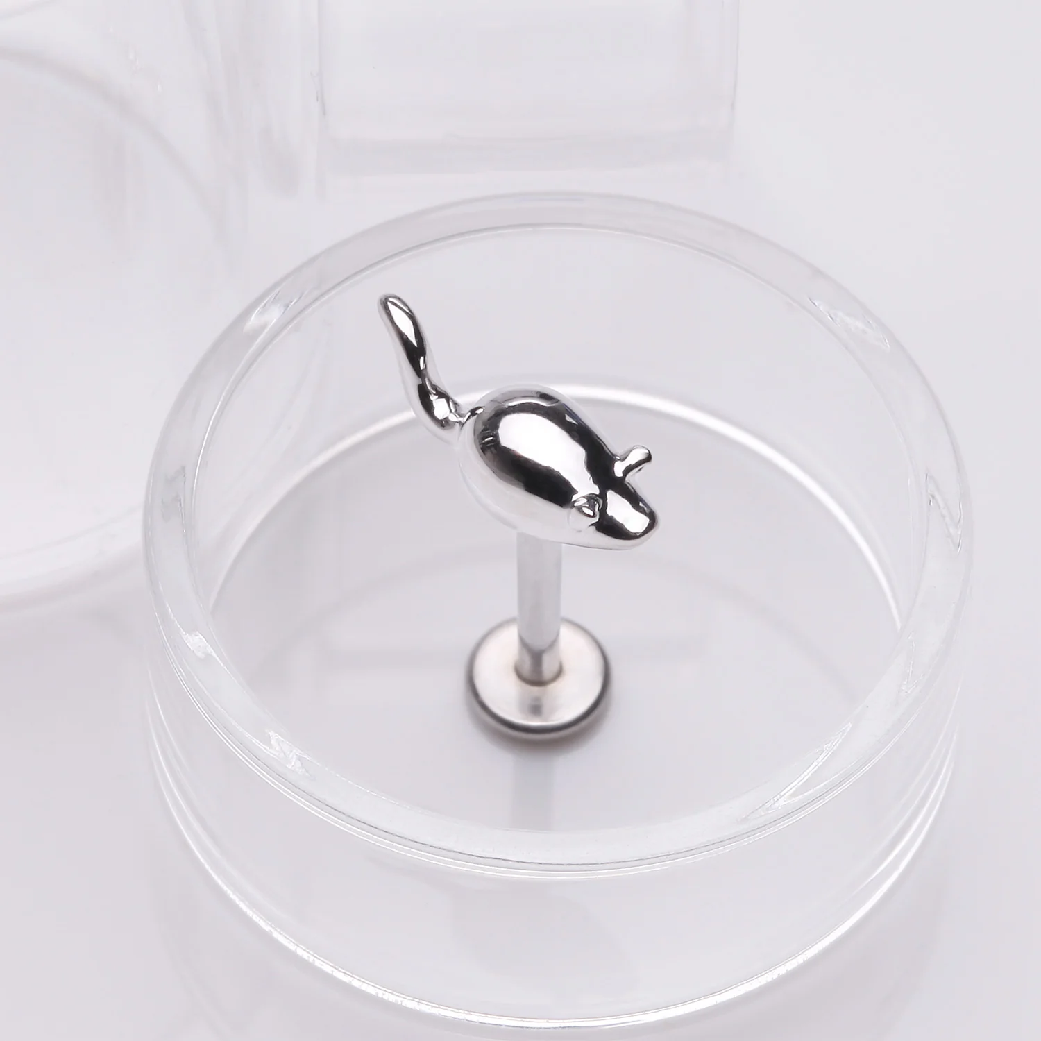 Charming Little Mouse Top Internally Threaded Labret Flat Back Stud - Image 2