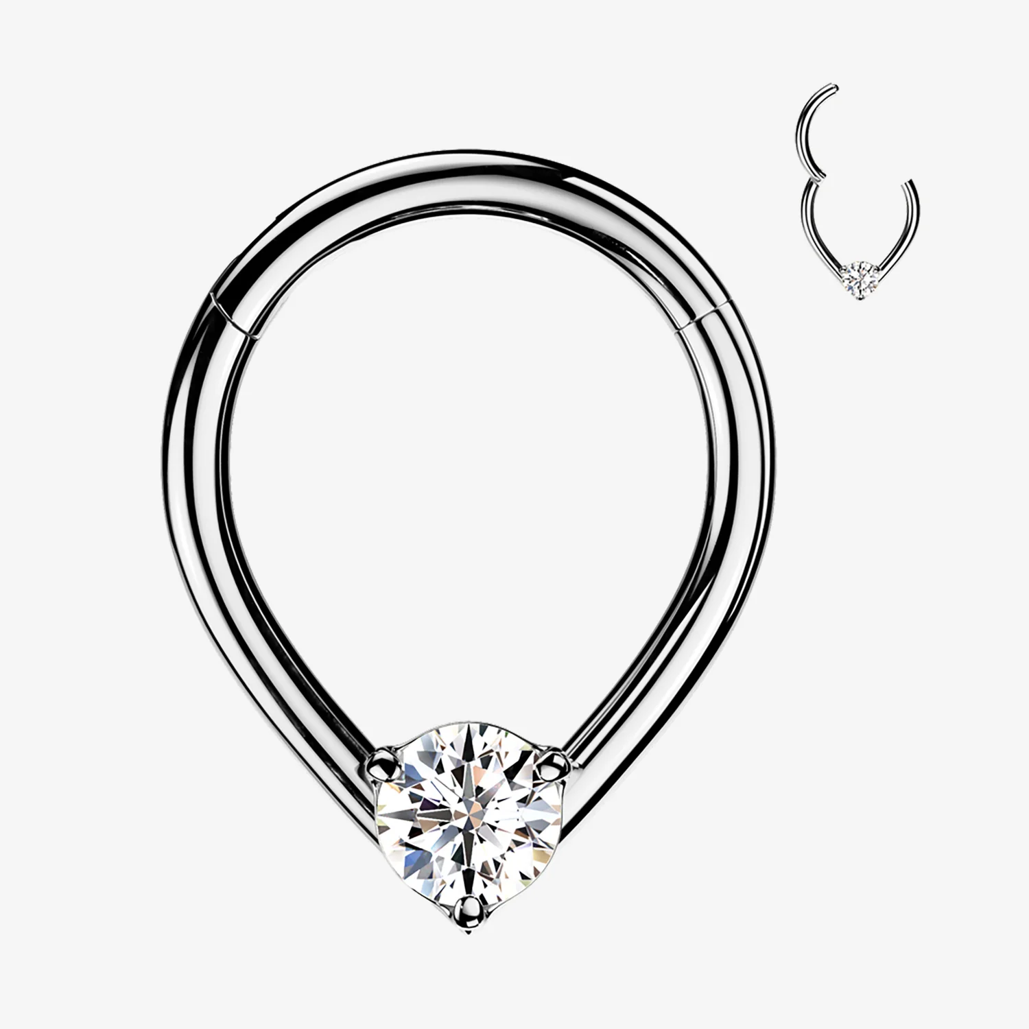 Chevron Teardrop Sparkle Clicker Hoop Ring