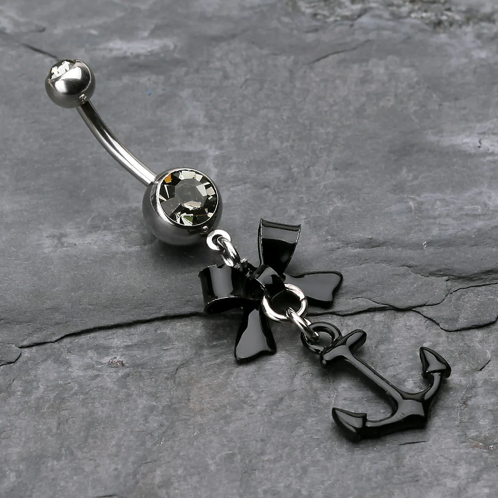 Classic Anchor Bow-Tie Belly Button Ring - Image 3