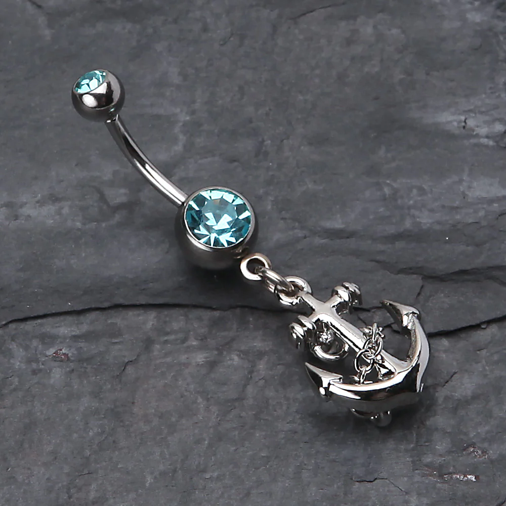 Classic Anchor Dangle Belly Ring - Image 3