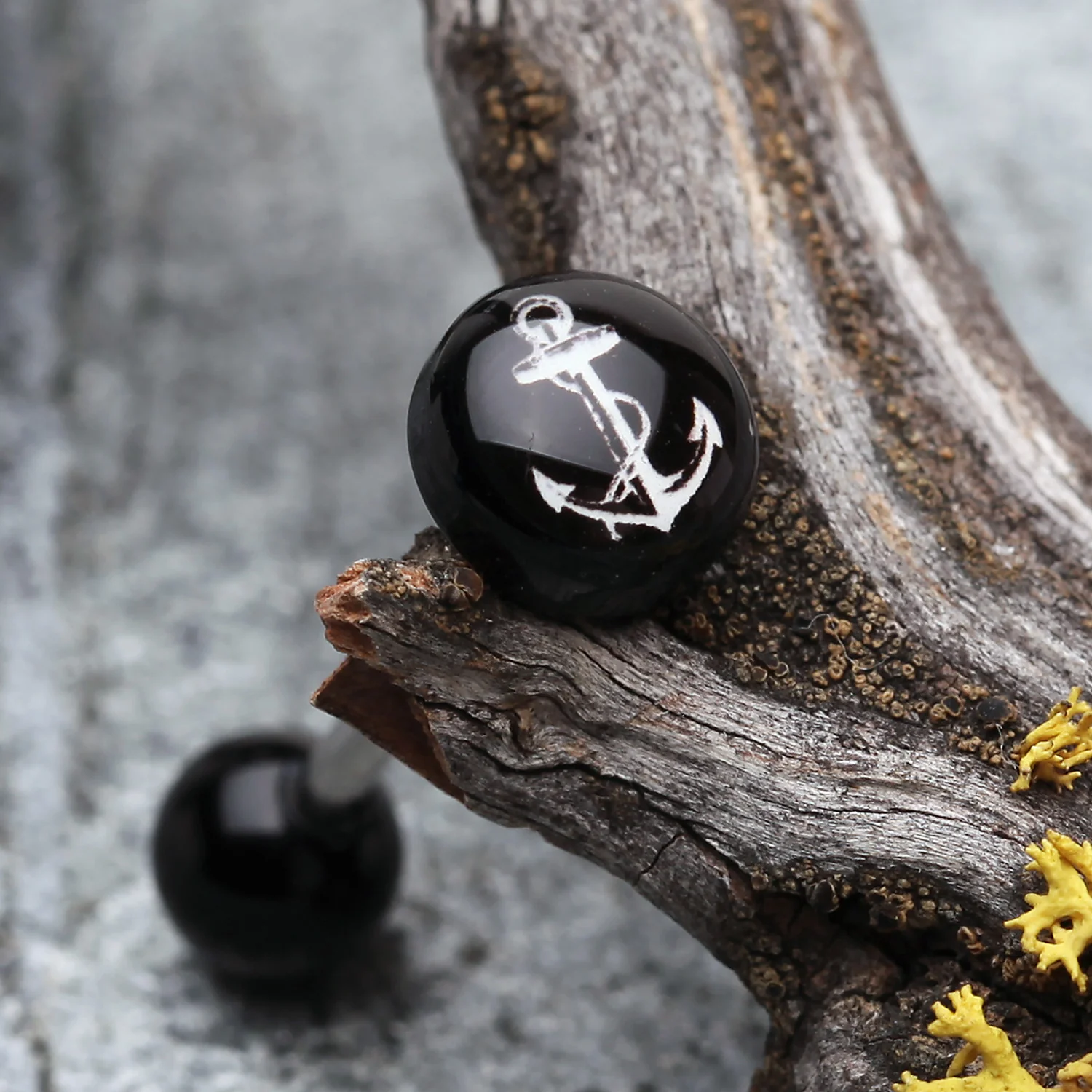 Classic Anchor Logo Acrylic Barbell Tongue Ring - Image 2