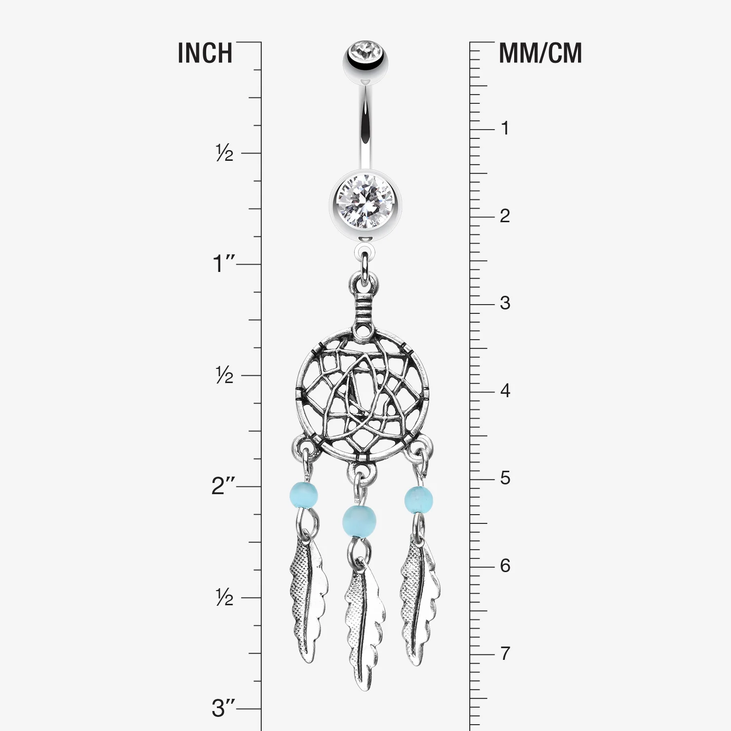 Classic Beaded Dreamcatcher Belly Button Ring - Image 2