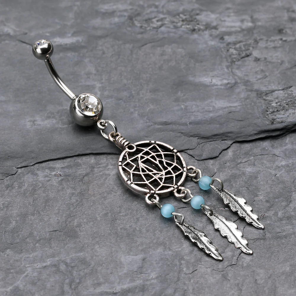 Classic Beaded Dreamcatcher Belly Button Ring - Image 3
