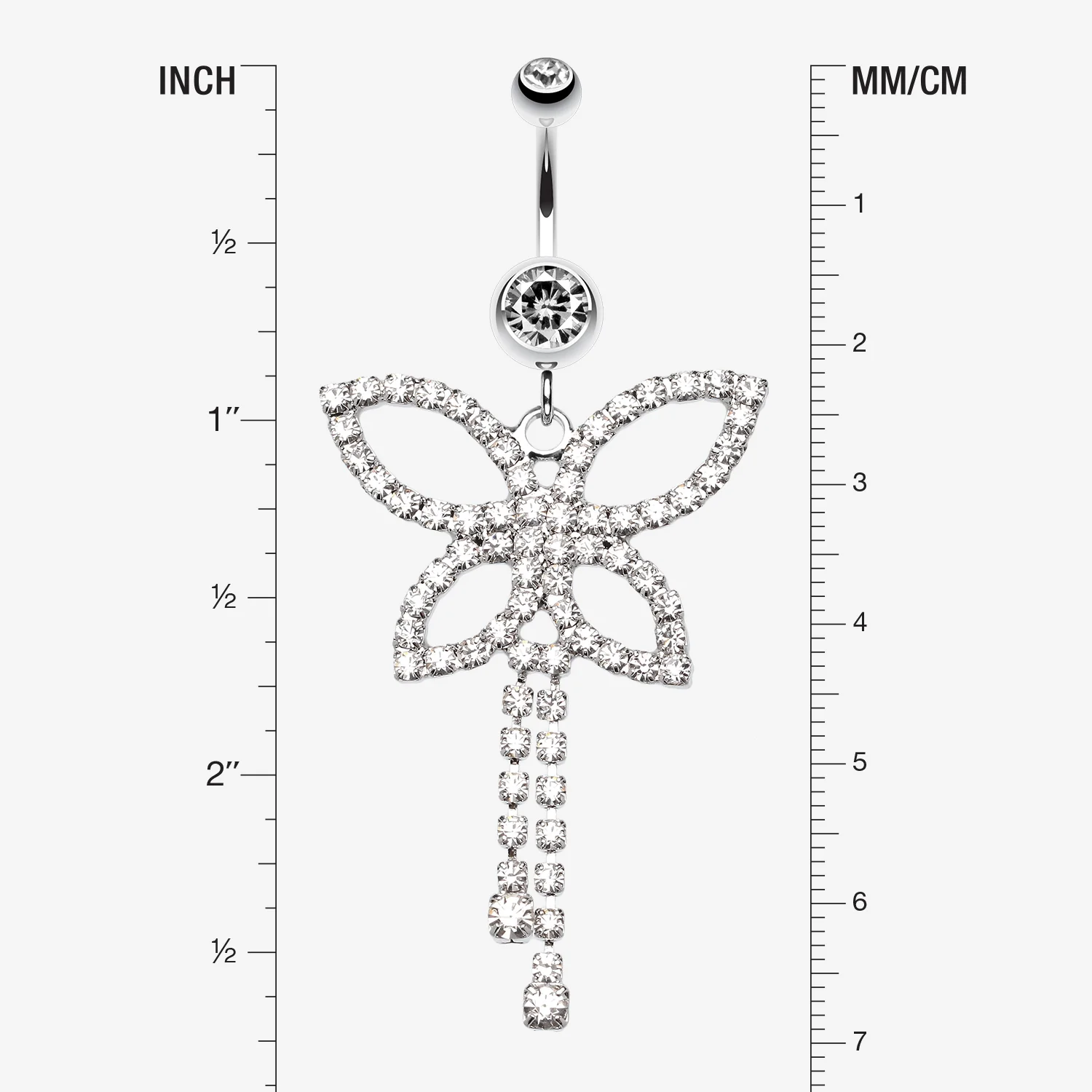 Classic Butterfly Sparkle Belly Ring - Image 2