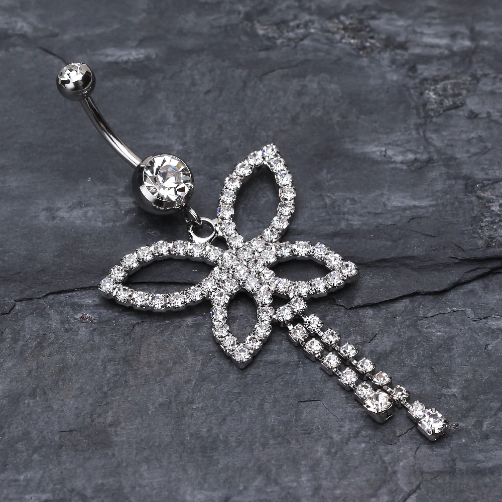 Classic Butterfly Sparkle Belly Ring - Image 3