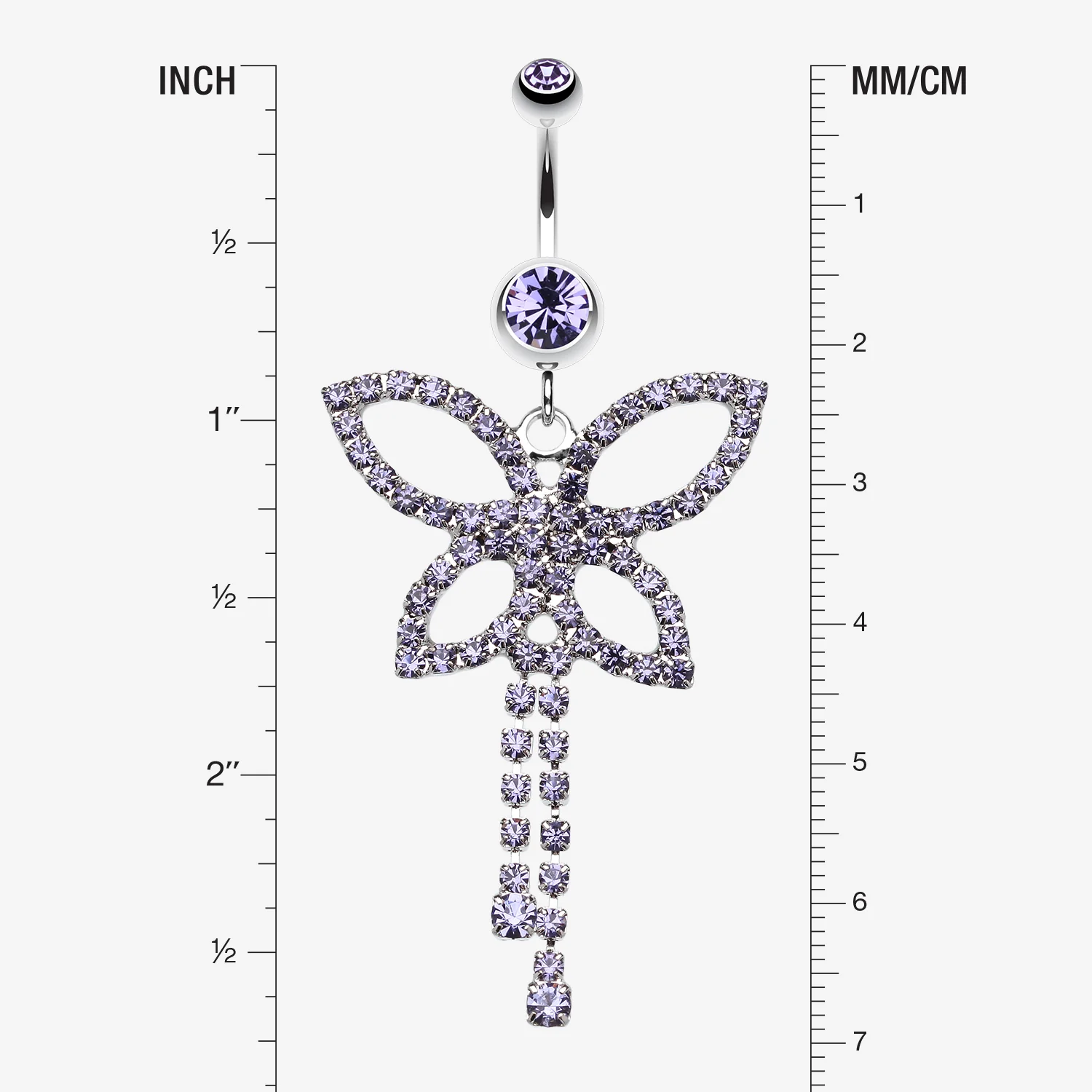 Classic Butterfly Sparkle Belly Ring - Image 2