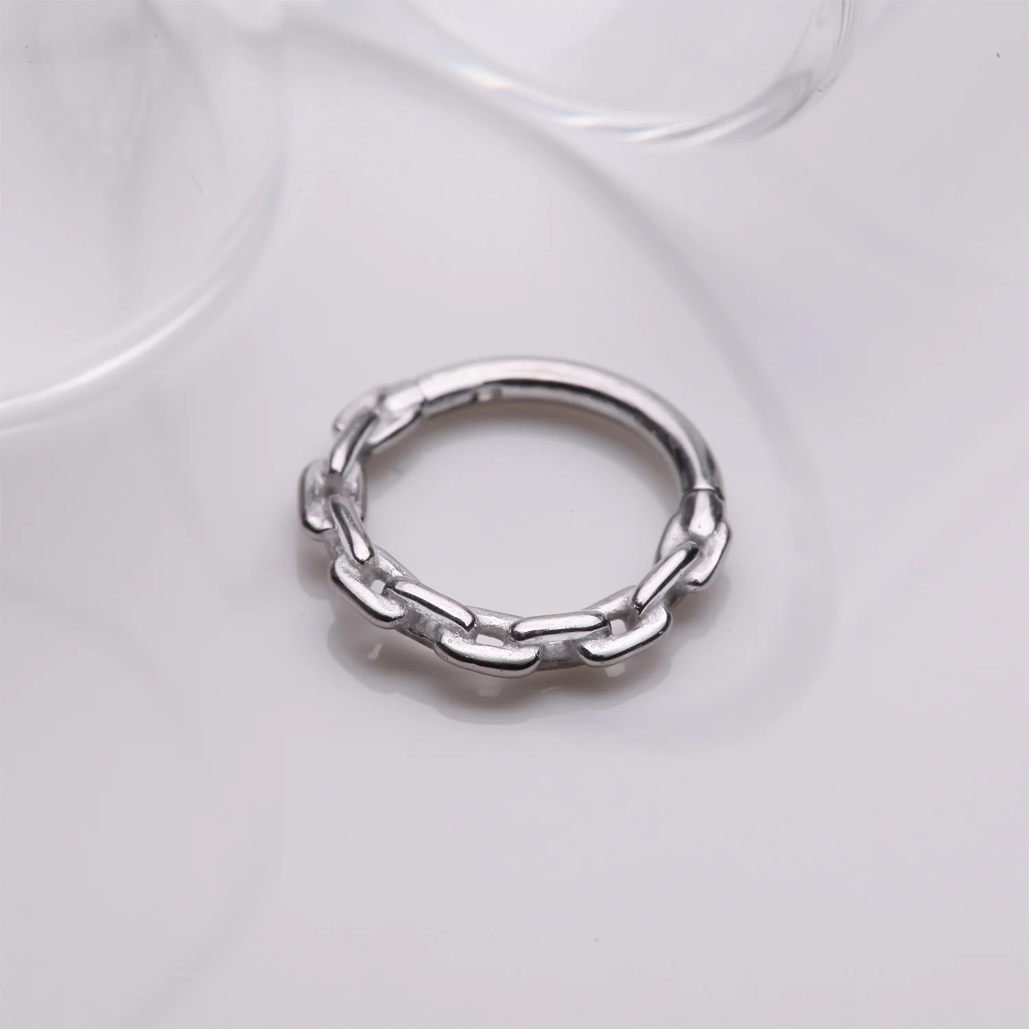 Classic Chain Link Clicker Hoop Ring - Image 2