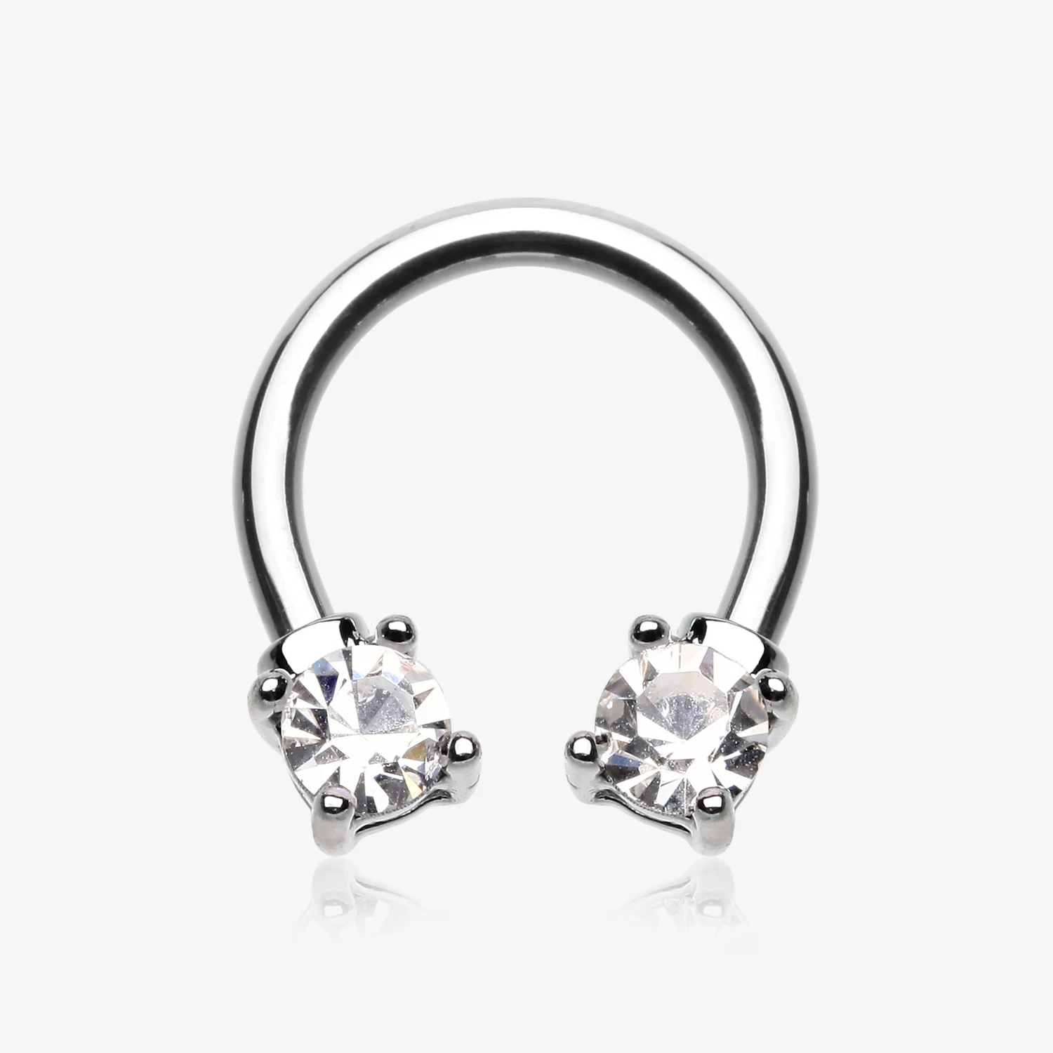 Classic Gem Sparkle Prong Horseshoe Circular Barbell