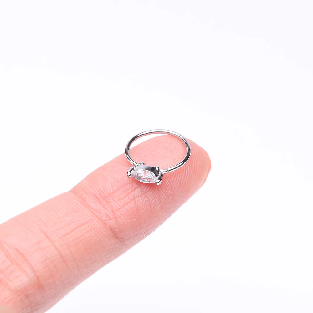 Classic Marquise Gem Sparkle Bendable Hoop Ring - Image 3