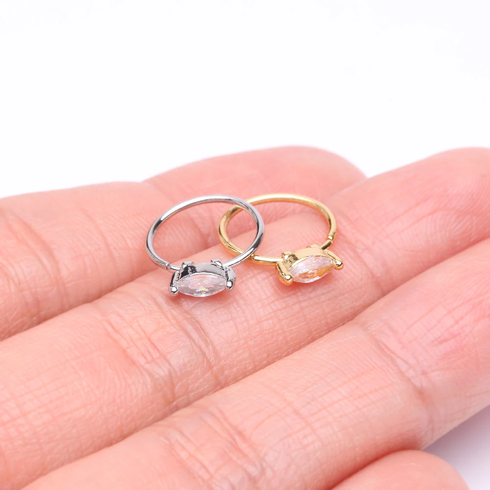Classic Marquise Gem Sparkle Bendable Hoop Ring - Image 4