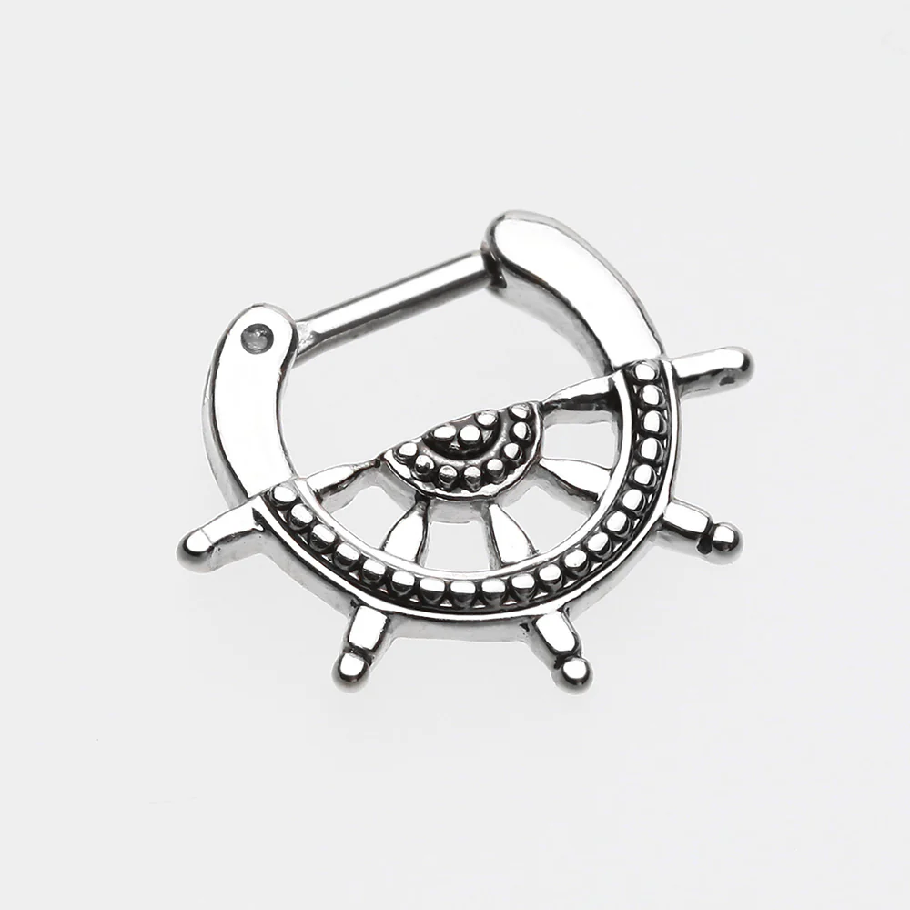 Classic Nautical Wheel Septum Clicker - Image 3