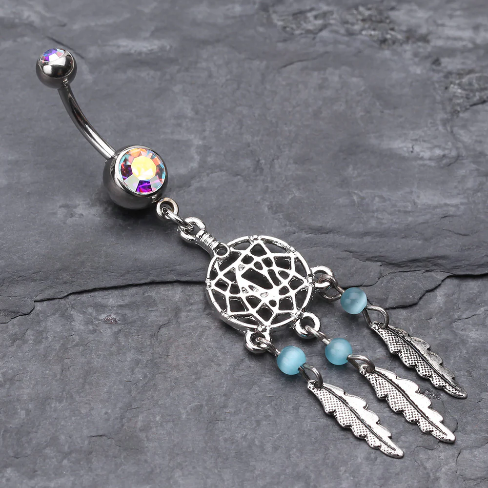 Classic Pewter Dream Catcher Belly Ring - Image 3