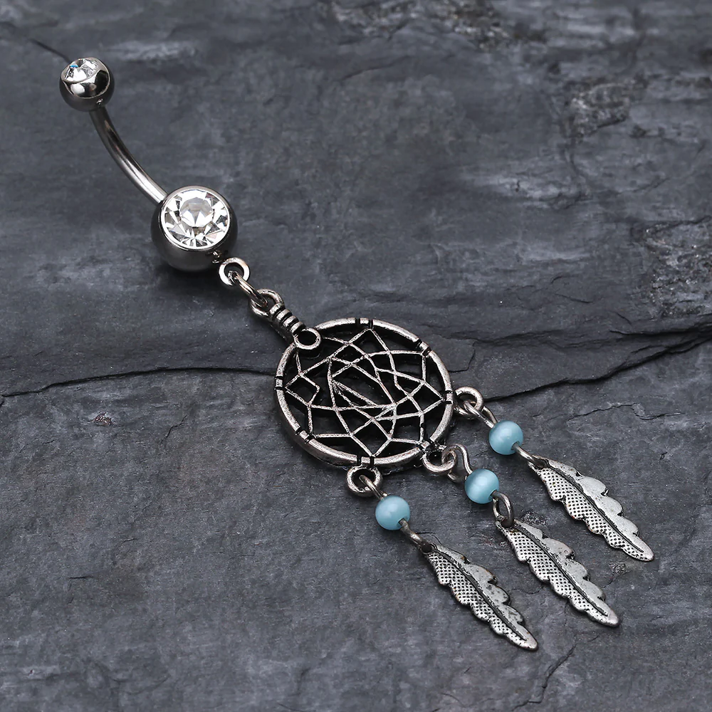 Classic Pewter Dream Catcher Belly Ring - Image 3