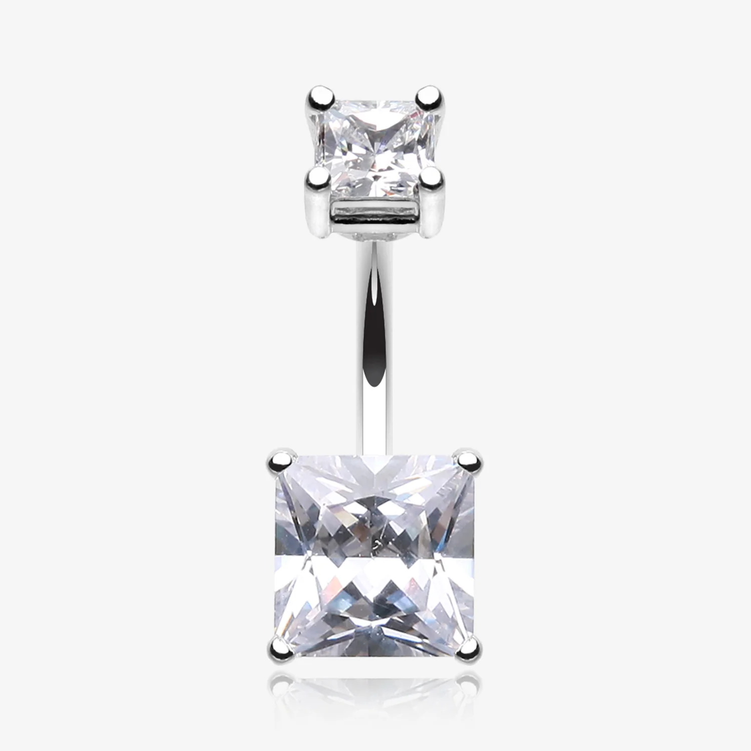 Classic Square Prong Set Gem Belly Button Ring