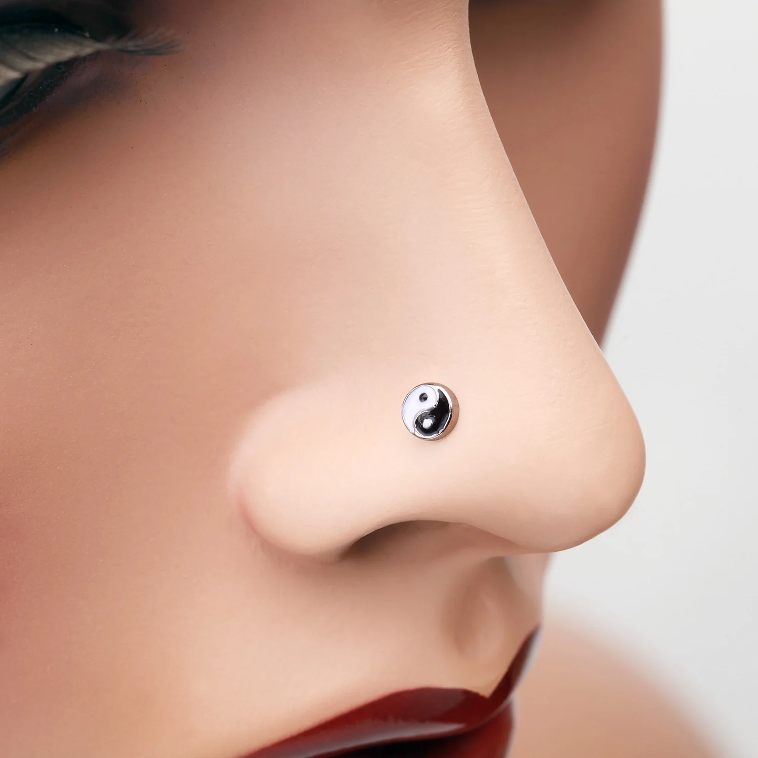 Classic Ying Yang Logo L-Shaped Nose Ring - Image 2