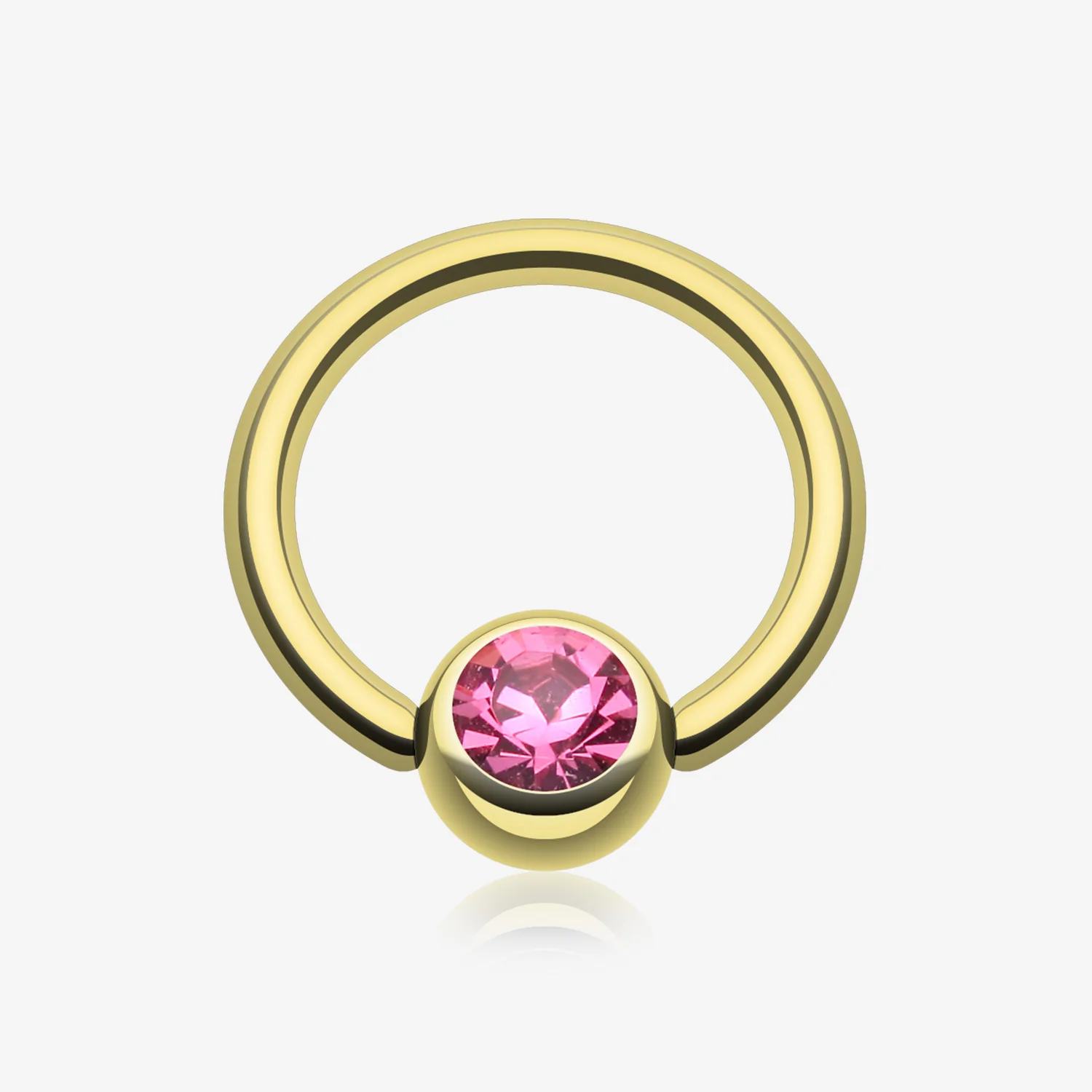 Gold Plated Gem Ball Captive Bead Ring*