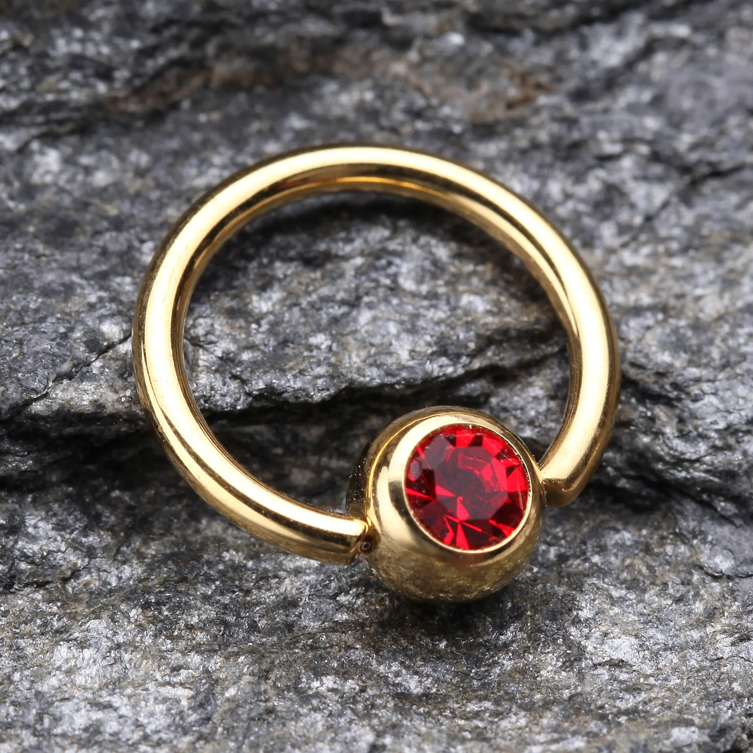 Gold Plated Gem Ball Captive Bead Ring* - Image 2