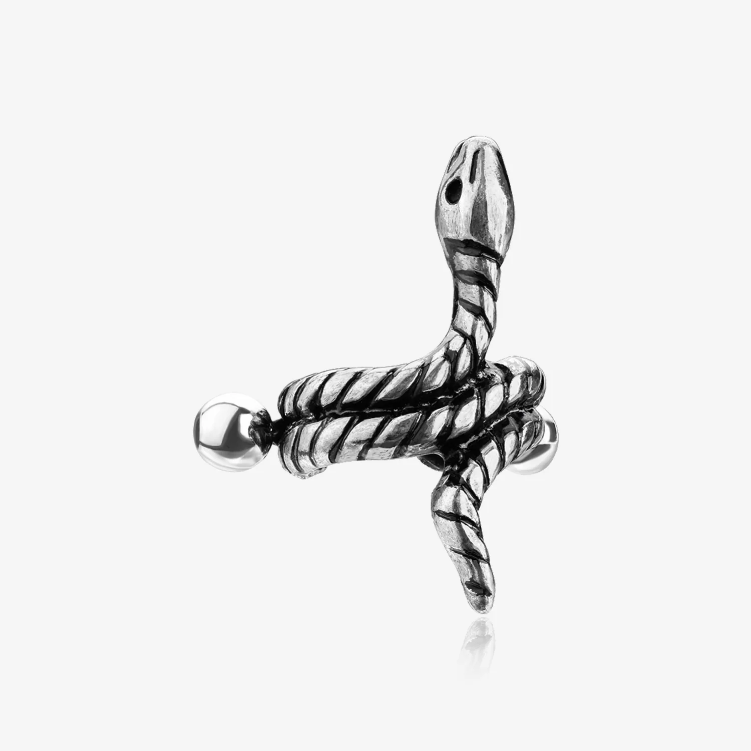 Coiled Serpent Snake Steel Cartilage Helix Cuff Earring