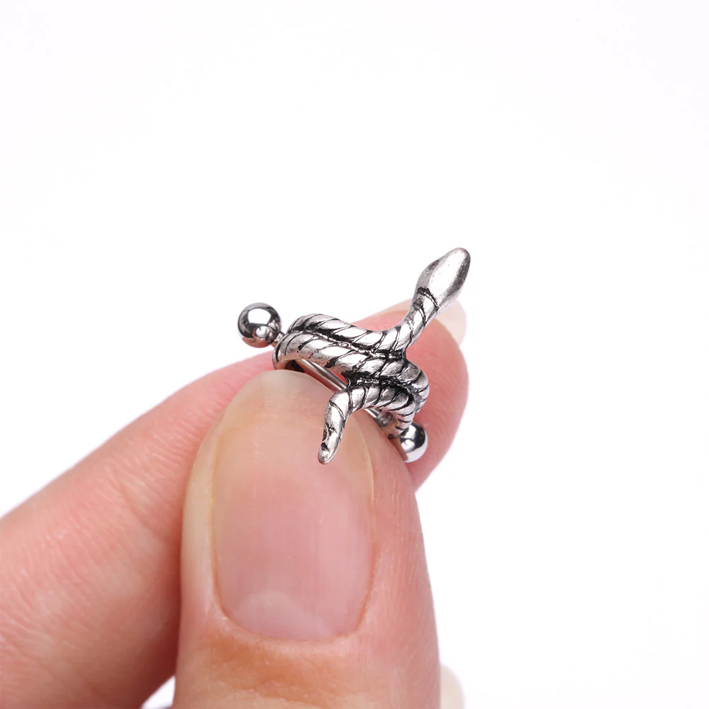 Coiled Serpent Snake Steel Cartilage Helix Cuff Earring - Image 3