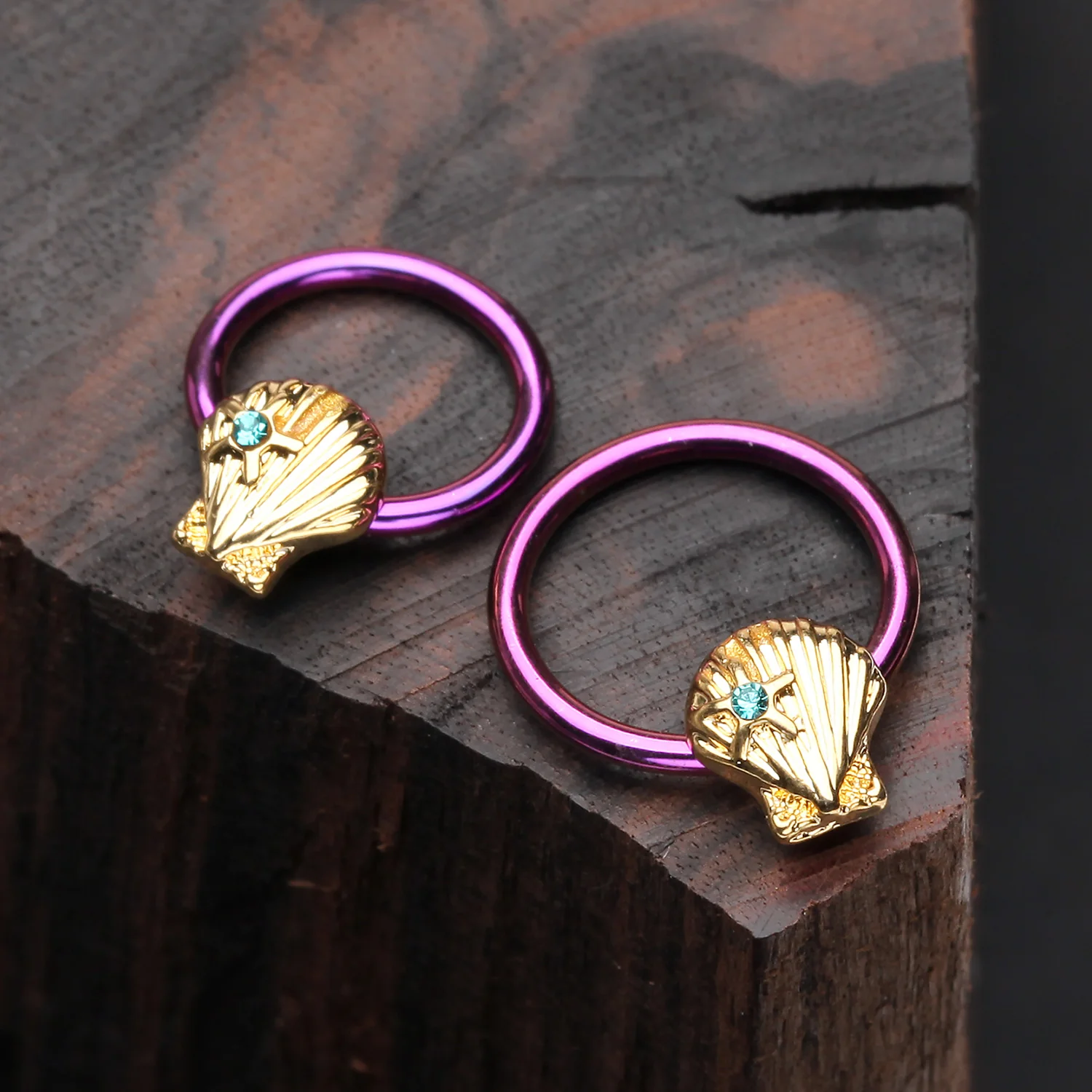 Colorline Ariel's Seashell Steel Captive Bead Ring - Image 2