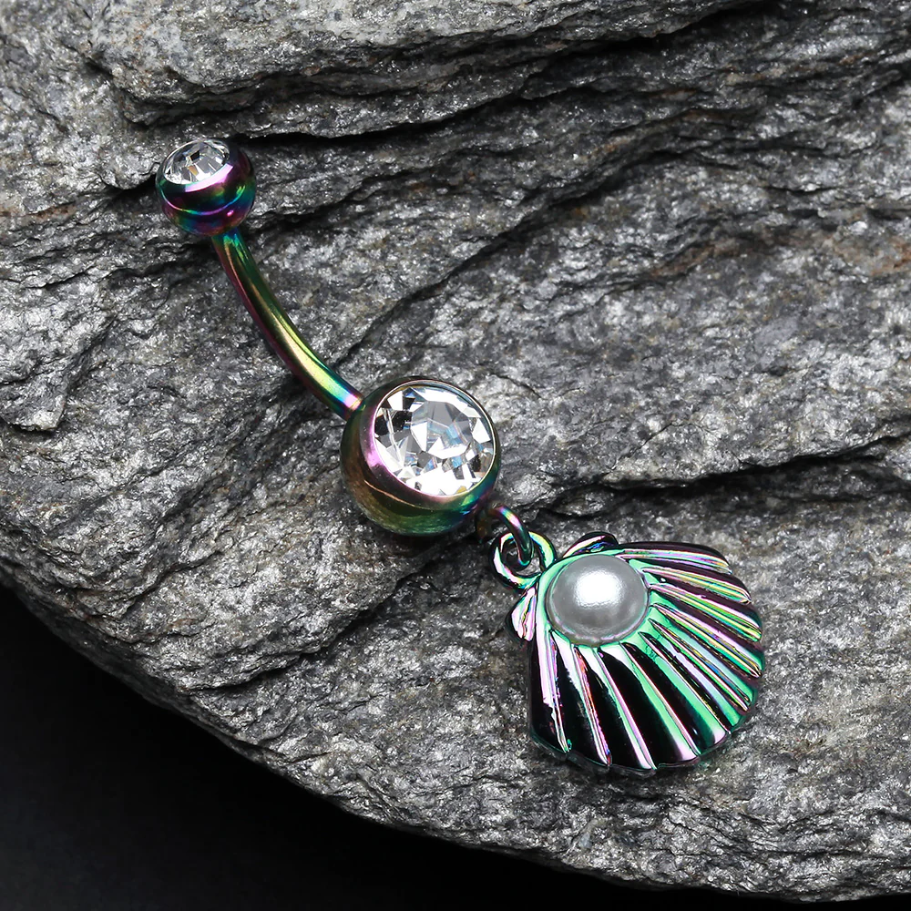 Colorline Ariel's Shell Dangle Belly Button Ring - Image 3