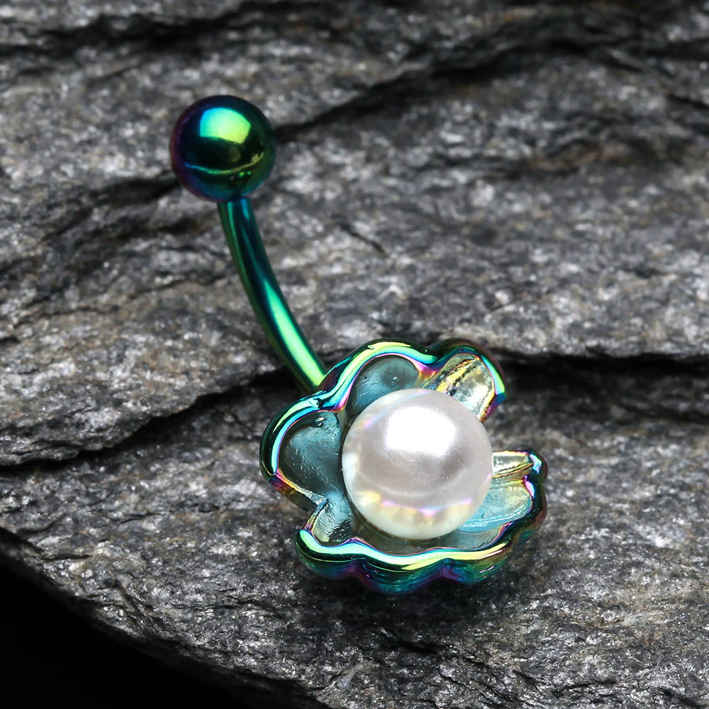 Colorline Ariel's Shell with Pearl Belly Button Ring - Image 3
